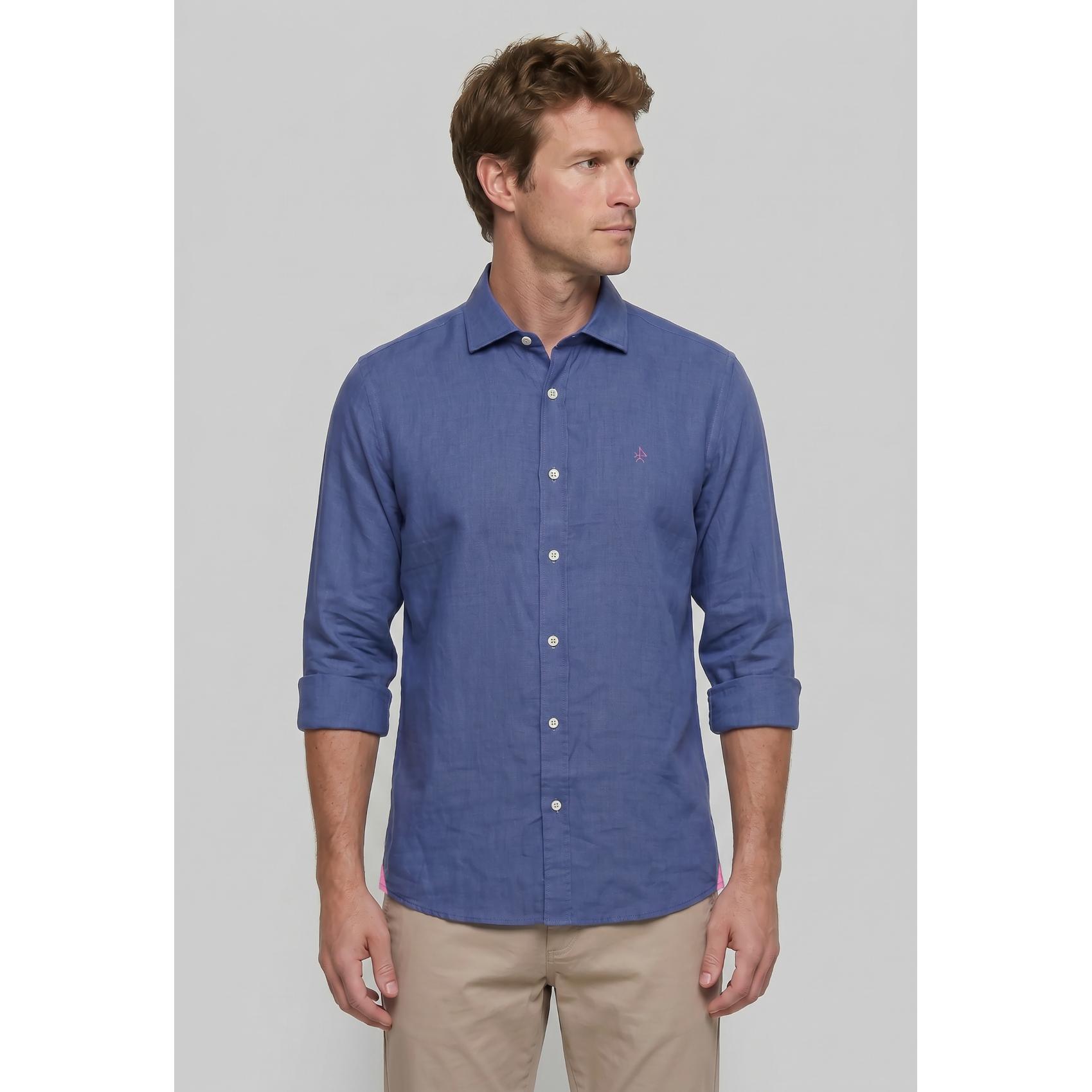 Camisa lino Valecuatro azul marino