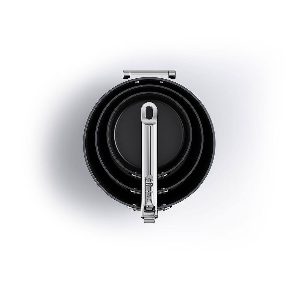 Cazo Profesional con Tapadera de Cristal y Mango Plegable Space de Joseph Joseph - Ideal para Cocinas Pequeñas y Almacenamiento Eficiente