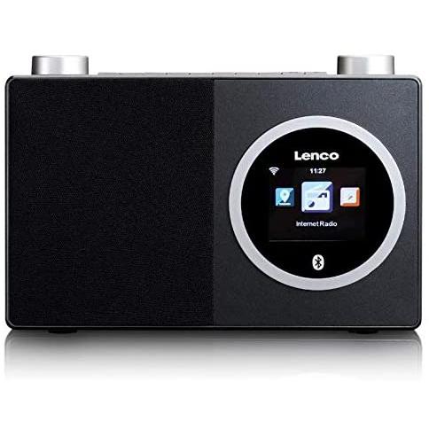 Lenco Dir 70 - Radio para Internet Portátil WLAN Bluetooth Pantalla a Color de 2,4" 3 Vatios RMS 4 Memorias de Estación Control de Aplicaciones a Través de Airmusic Color Negro - Portátil