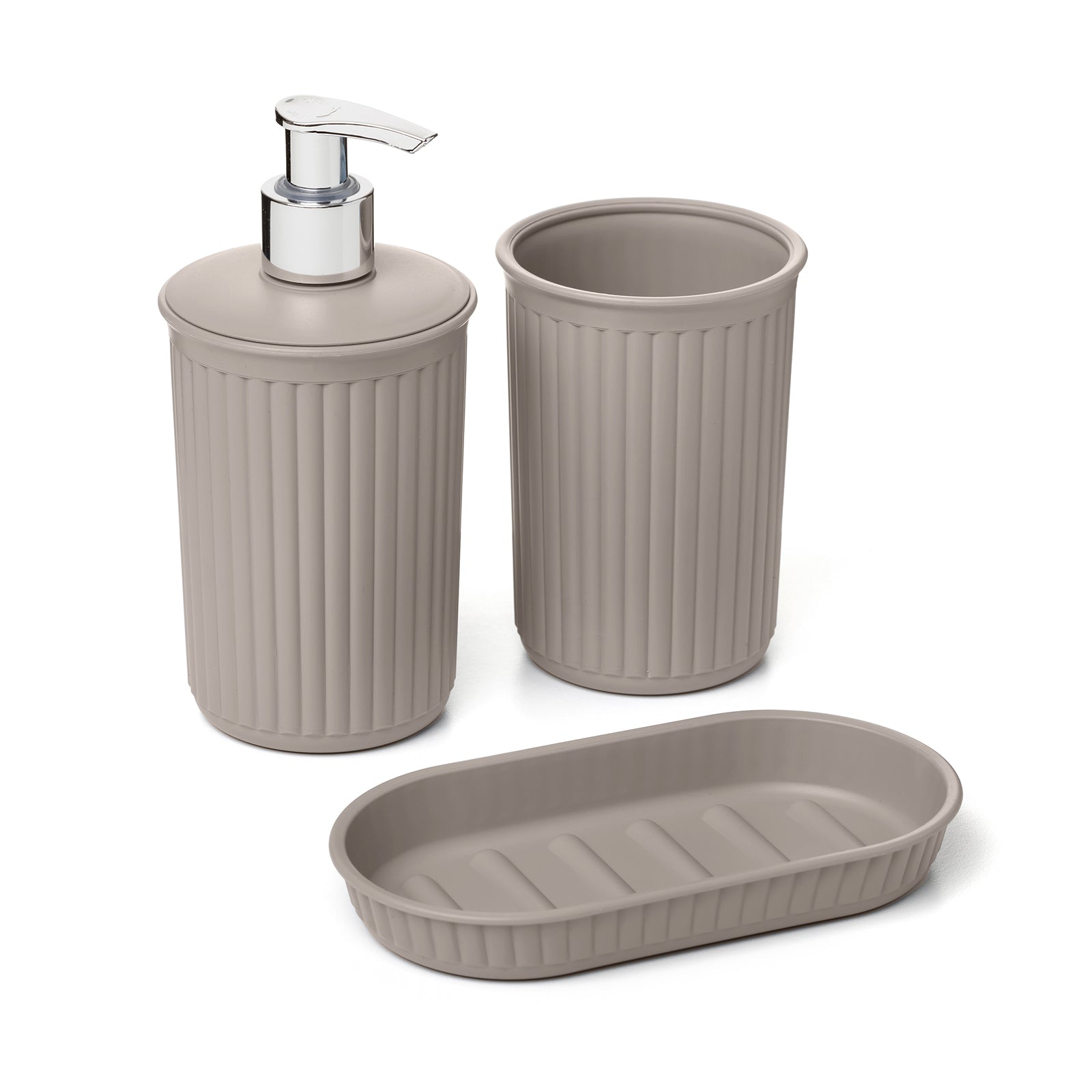 TATAY Baobab - Set de Baño de 3 Piezas en Plástico PP05. Taupe