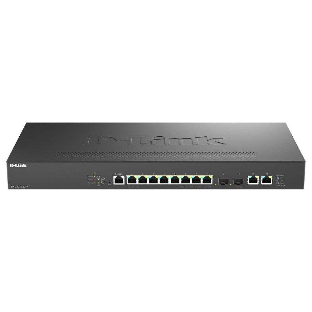 HUB Switch puertos 8 puertos Multigigabit (2.5G), 2 puertos 10GBASE-T, 2 puertos 10GBE SFP+ D-LINK DMS-1250-12TP  | 2.5GBASE-T Ethernet, 10GE SFP+, Negro