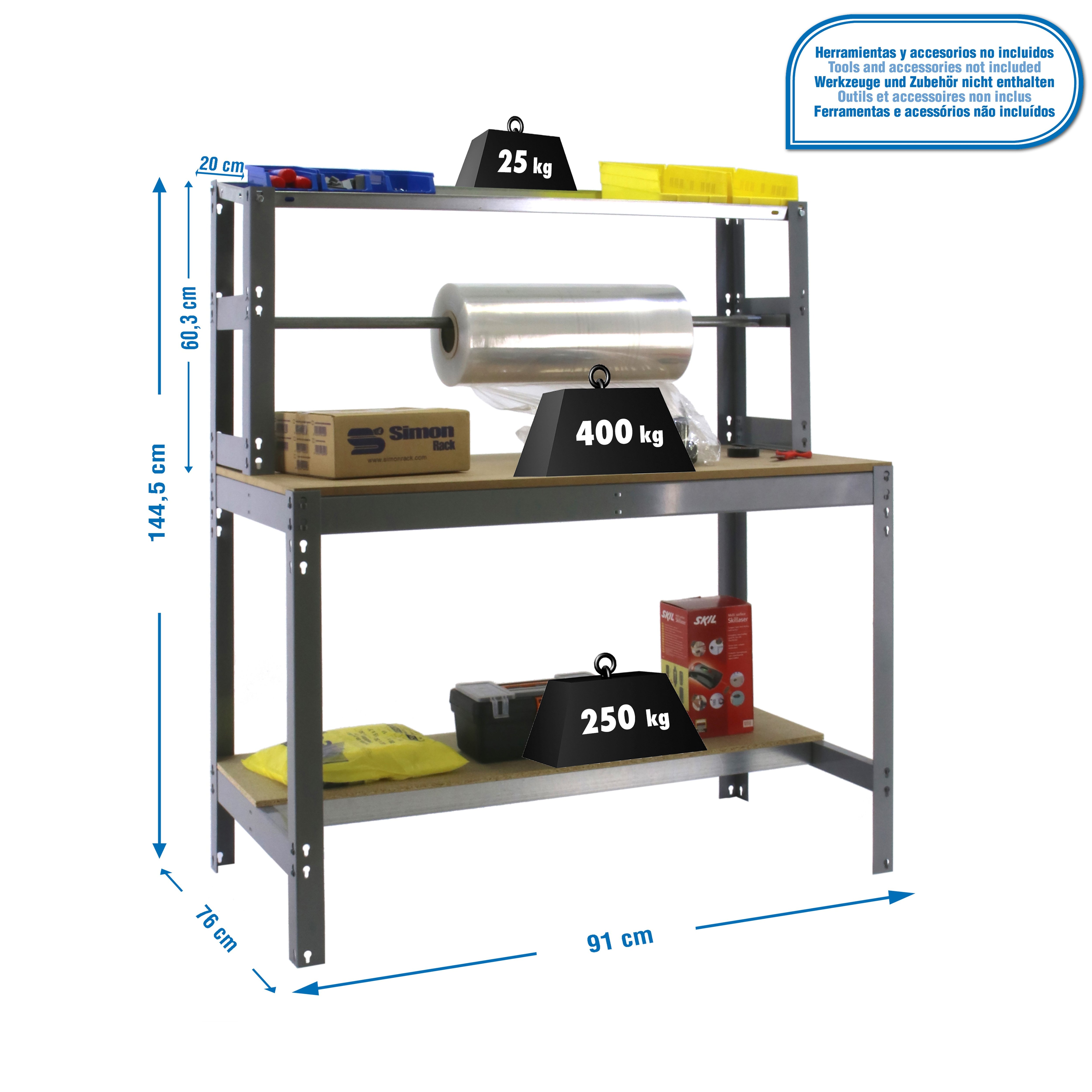 Mesa de Trabajo SIMONRACK Simonwork bt4 900 gris/madera