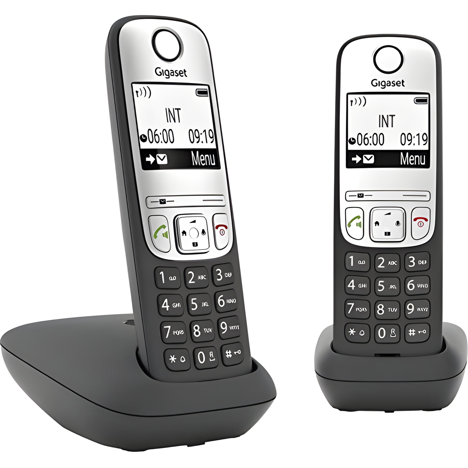Gigaset A690 Duo DECT Schnurloses teléfono Analog Manos Libres, con Basis, Wahlwiederholung Negro