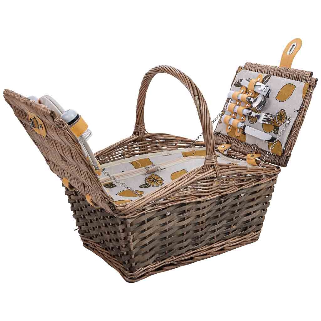 Wonderlust Deco - Cesta de picnic 2 servicios marrón 40x28x20/25/38h cm Marrón oscuro 40x28x20/25/38h cm