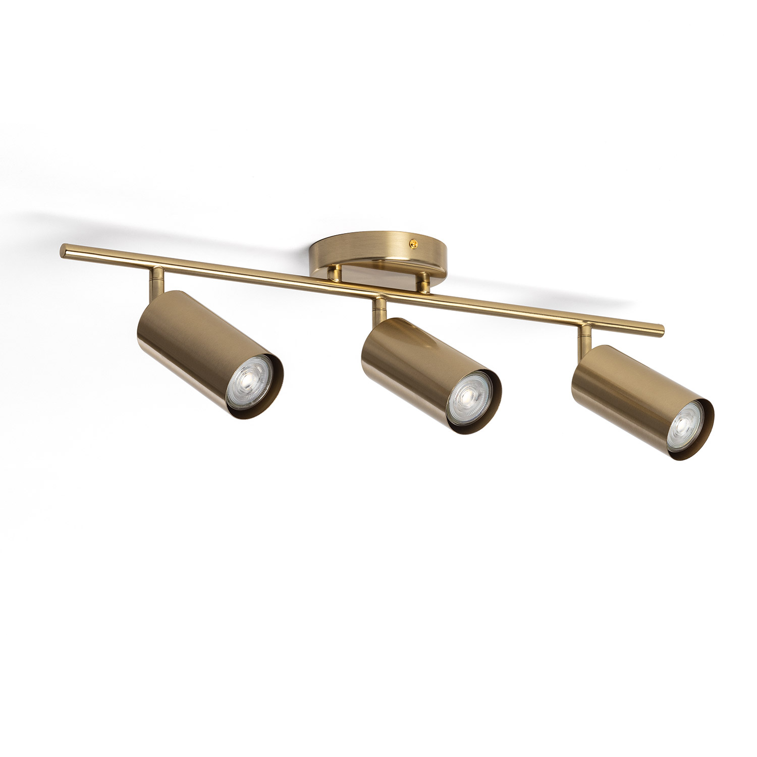 LEDKIA LIGHTING - Lámpara de Techo Dariel | 3 Focos Orientables | Diseño Moderno y Minimalista | Compatible con Bombillas de Bajo Consumo | Dorado, Metal