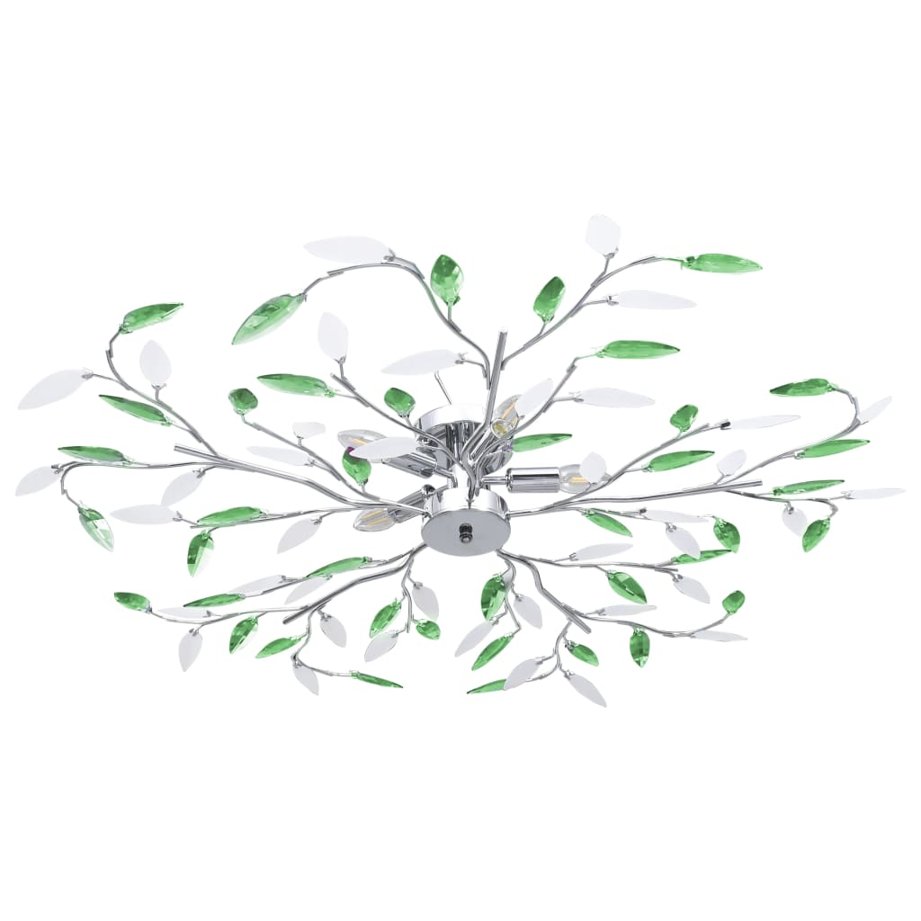 vidaXL Lámpara de Techo Brazos Cristal Forma Hoja 5 Bombillas Colgante Color Blanco,  Morado,  Verde y mas