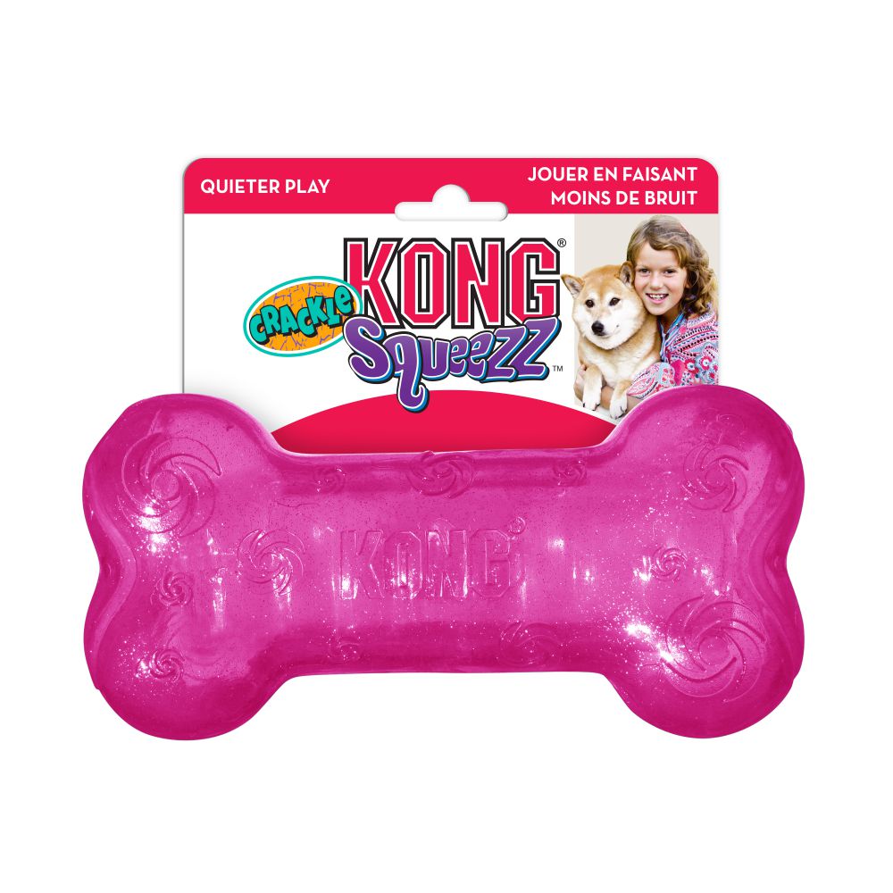 KONG SQUEEZZ CRACKLE HUESO PARA PERROS TALLA M