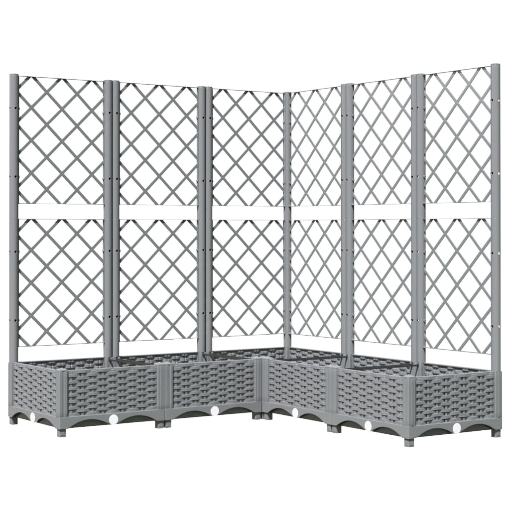 vidaXL Jardinera con enrejado PP oscuro 120x120x121,5 cm Color Gris oscuro,  Marrón,  Negro y mas
