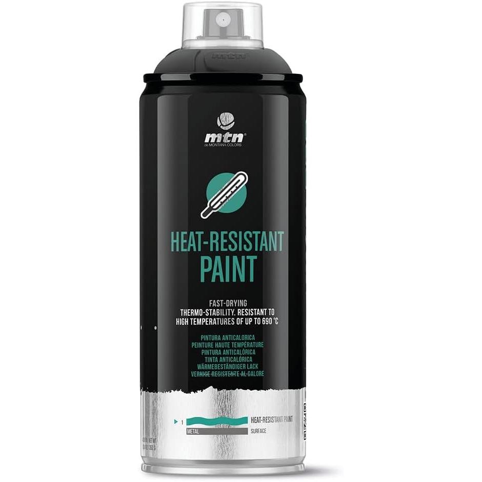 Pintura en Spray MTN PRO ALTA TEMPERATURA NEGRA 400ML