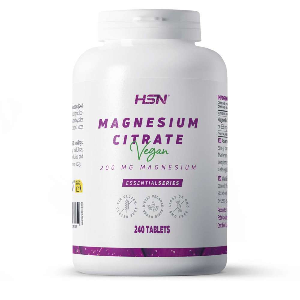 HSN - Citrato de Magnesio - 200 MG mineral elemental - de HSN | 240 Tabletas de Magnesio | Dosis Diaria = 2 Tabletas | ALTA Biodisponibilidad | No-GMO, Vegano, Sin Gluten