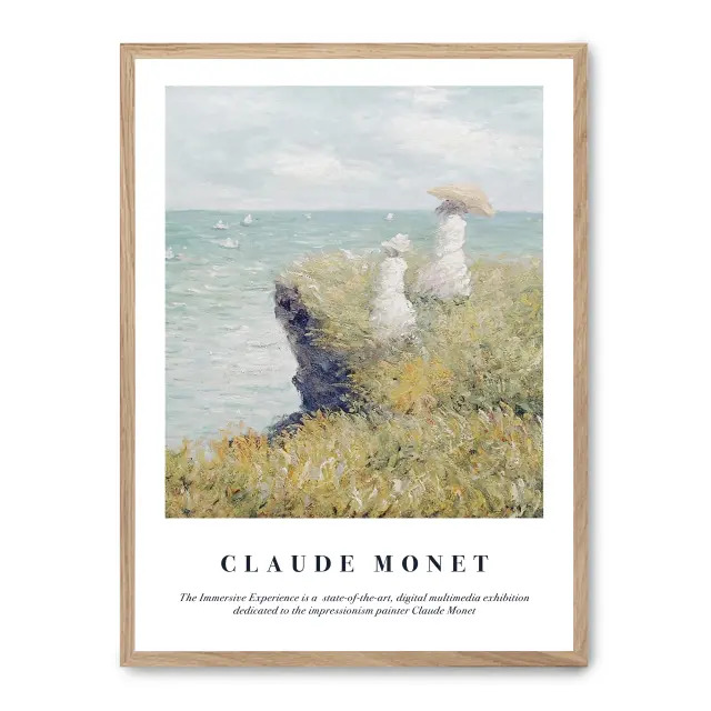 Cuadro sea view 30x40cm, Póster impreso en papel de primera calidad de 180gr, montado sobre marco de madera MDF acabado roble., Arte - Pintores famosos - Monet