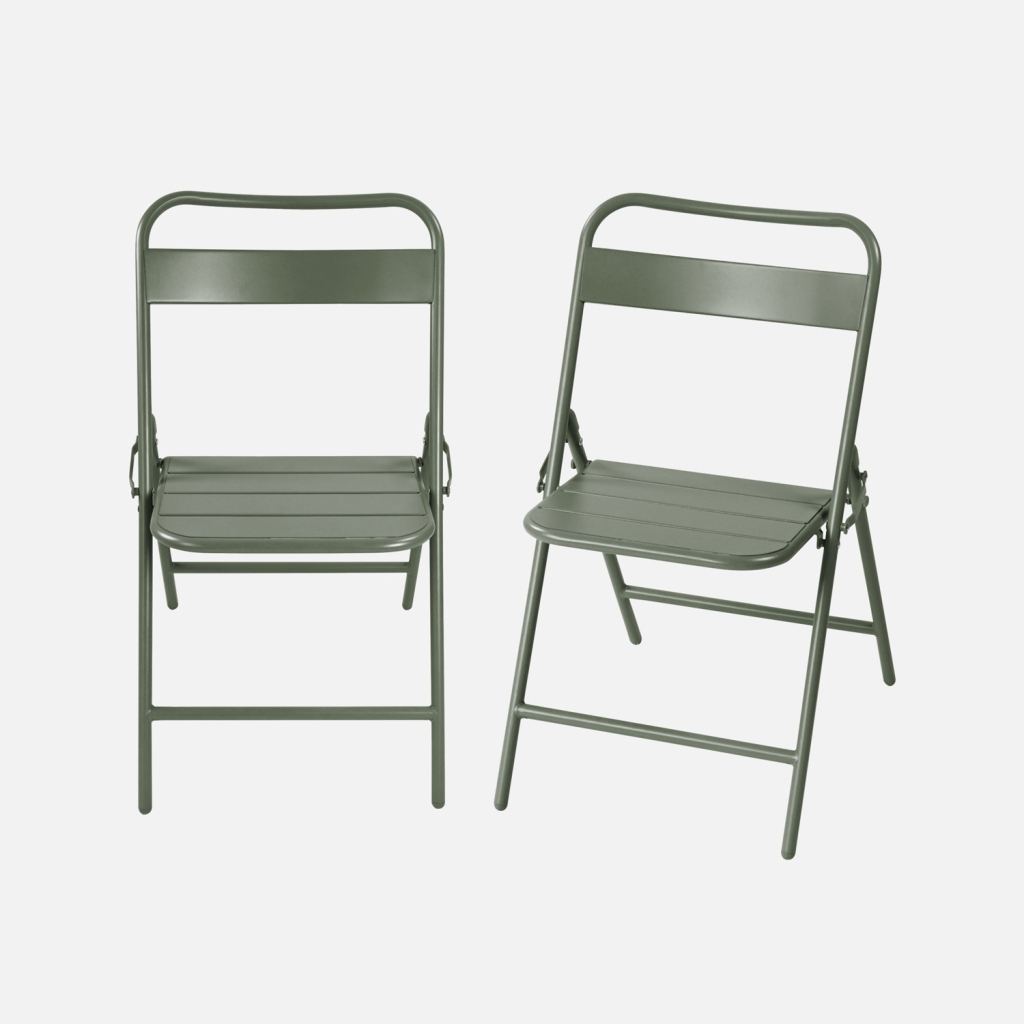 sweeek - Silla de jardín bistró plegable de acero, set de 2 , Amelia , 44x49x79