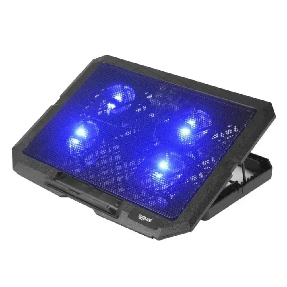 Soporte para portátil iggual RP4V17 con 4 ventiladores y LED azul