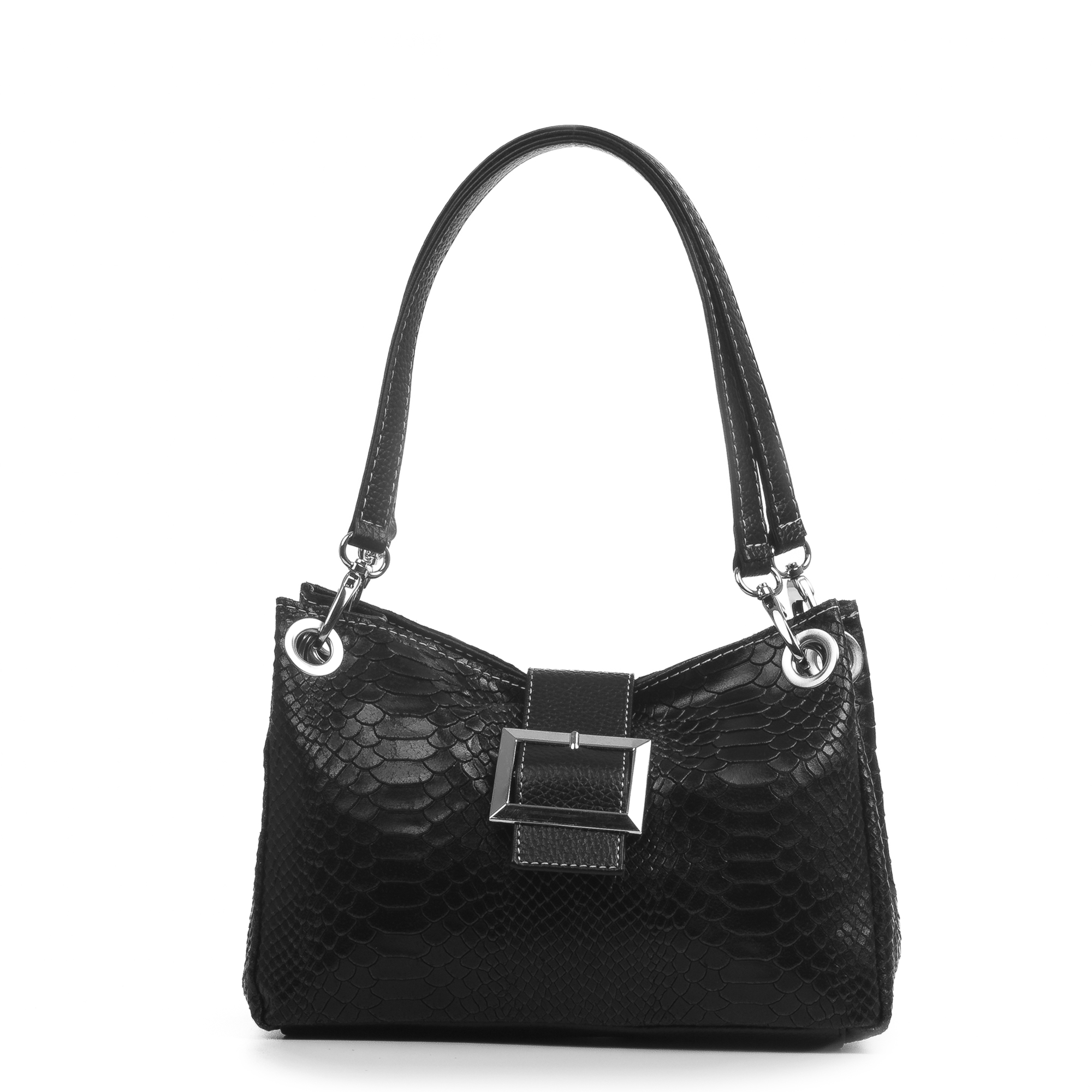 Firenze Artegiani. Anzio Bolso de hombro Mujer.Piel auténtica Gamuza Grabado Serpiente . Made in Italy. Vera Pelle Italiana.