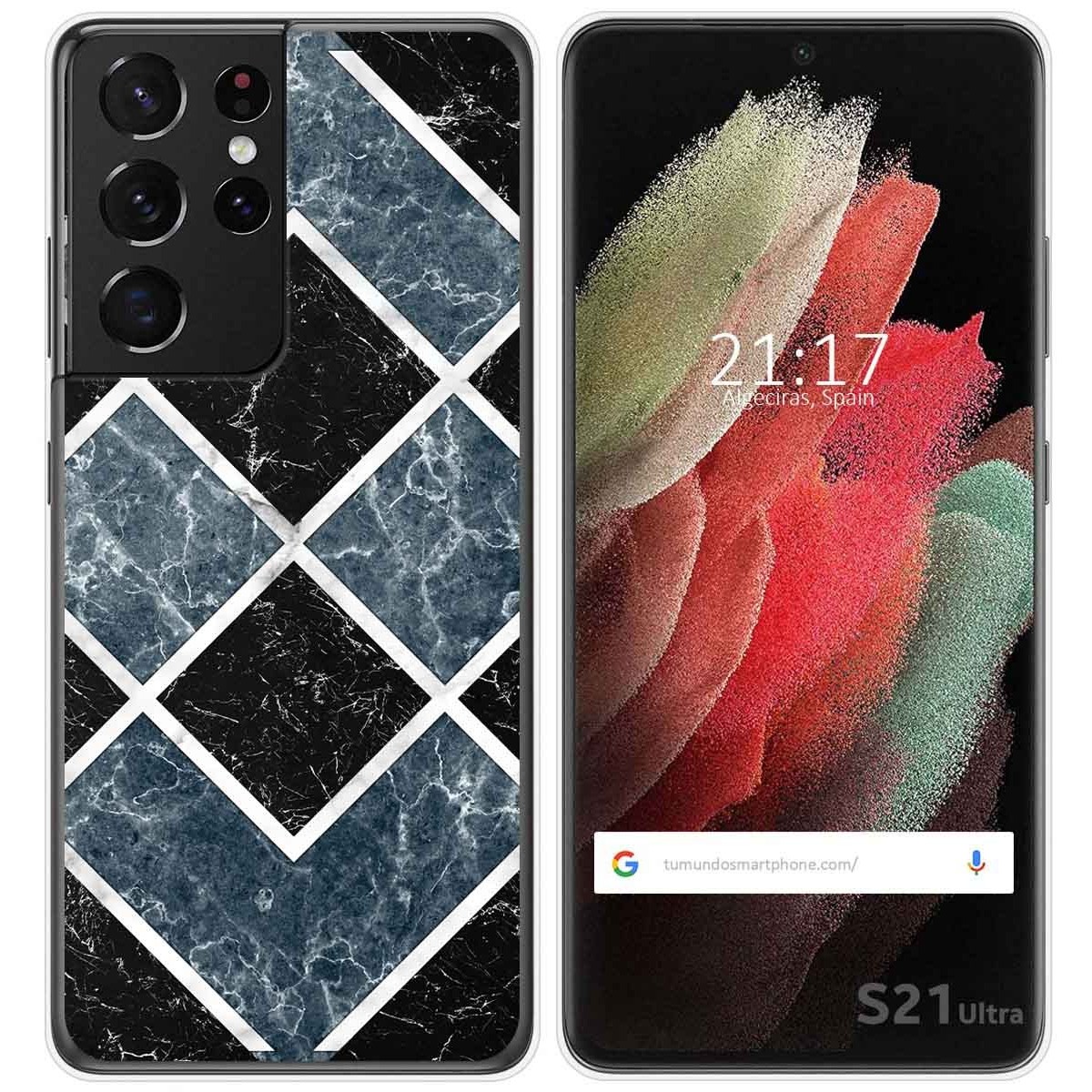 Tumundosmartphone Funda Gel Tpu para Samsung Galaxy S21 Ultra 5G diseño Mármol 06 Dibujos