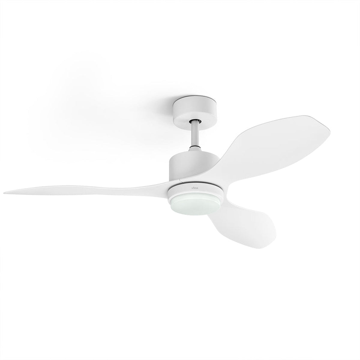 Ufesa - Ventilador de techo Bután de 122 cm con 3 aspas, motor DC silencioso de 40 W, luz regulable (natural/fría/cálida) y mando a distancia para salón o dormitorio