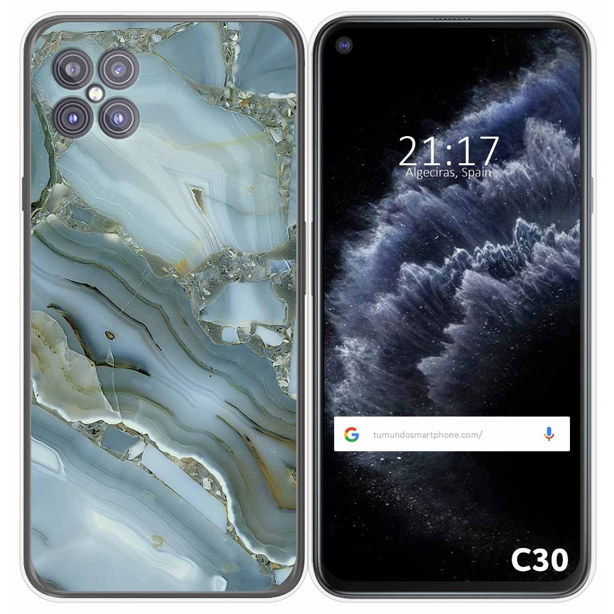 Tumundosmartphone Funda Gel Tpu para Cubot C30 diseño Mármol 09 Dibujos