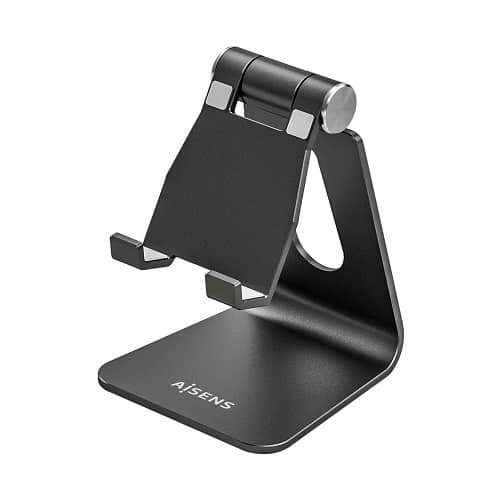 CABLEPELADO Soporte de sobremesa para teléfono y Tablet | Soporte de Mesa móvil | Ajustable | aleación de Aluminio | Universal | Rotación de 270 Grados | Coloca móvil en Horizontal o Vertical |Negro