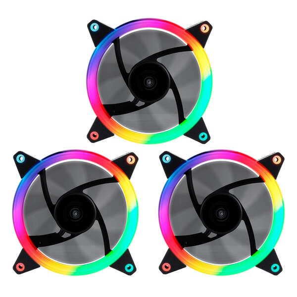 Unykach candy 30 pack de 3 ventiladores 120mm con iluminacion argb - velocidad max. 1500rpm - controladora y mando a distancia - color negro