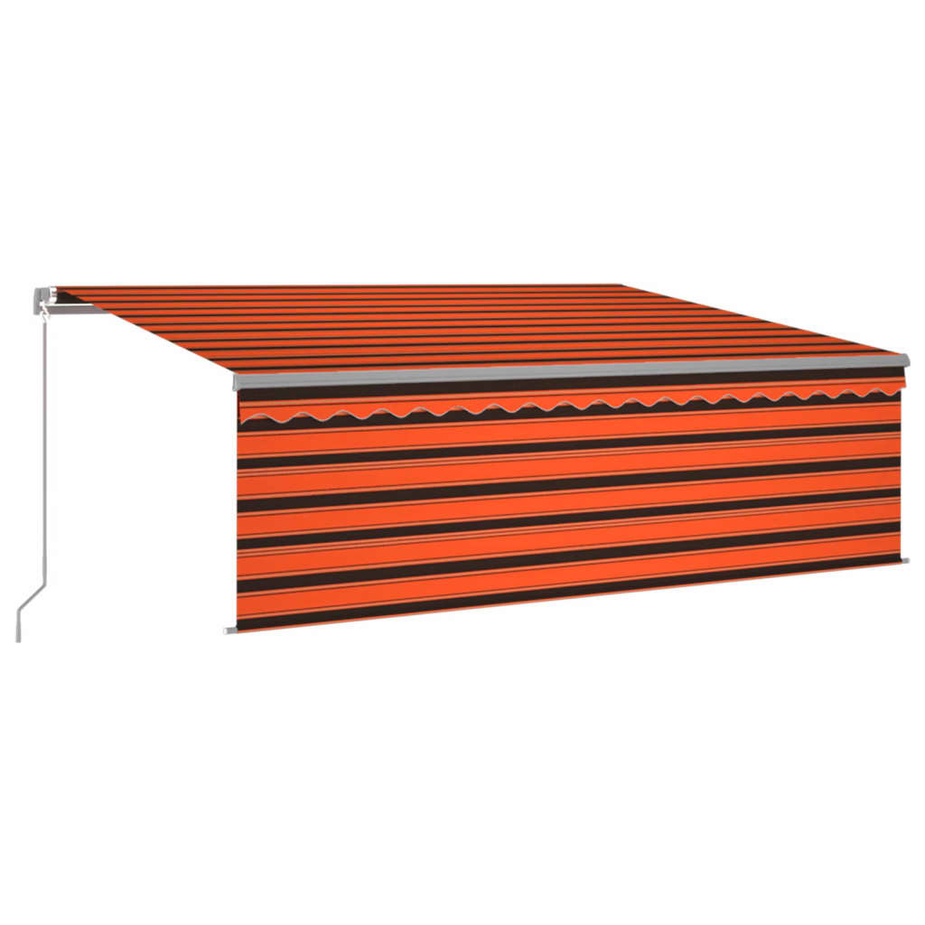 vidaXL Toldo manual retráctil con persiana y LED naranja y marrón 4x3m