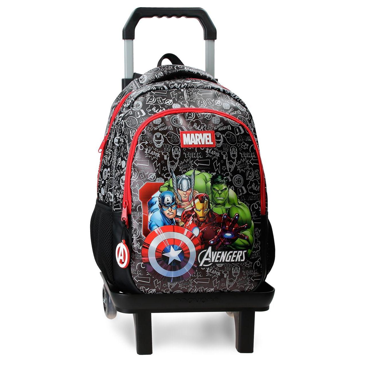 Mochila escolar con carro Marvel Avengers team negro