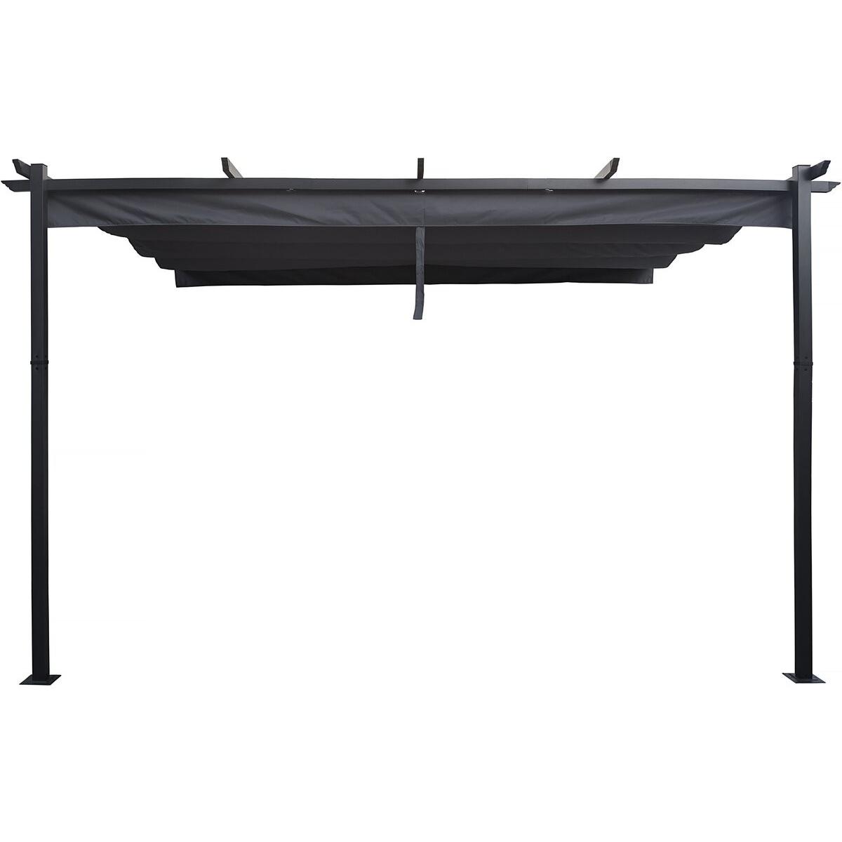 Habitat y Jardin - Pérgola adosada de aluminio con techo retráctil - 3 x 4 m - Gris