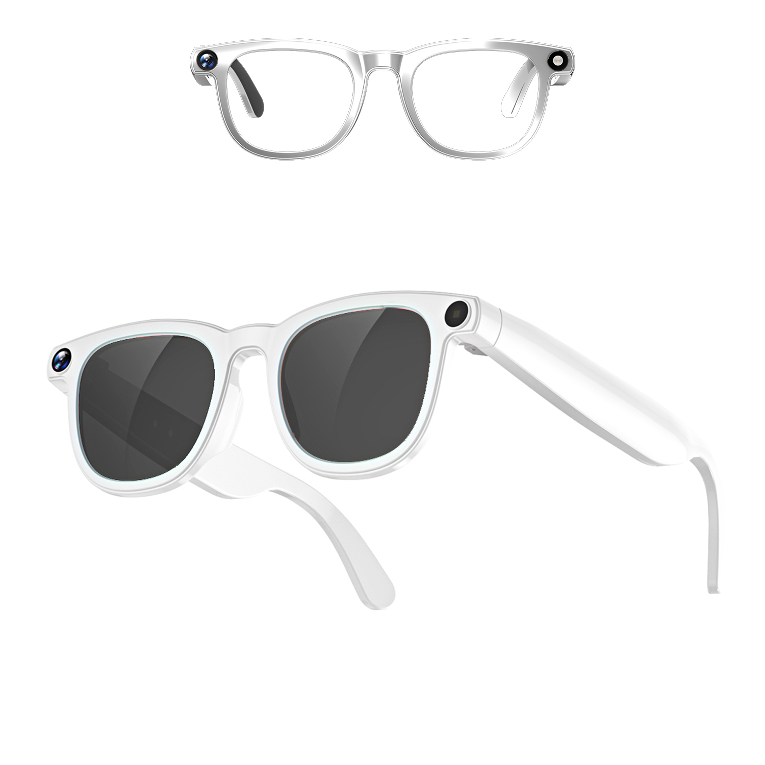DAM Gafas inteligentes CY01. Con cámara para fotos y videos de 8 MPX, traductor AI en tiempo real y control de música/llamadas. 32GB de memoria, lentes solares y transparentes. 15,5x15,5x5 Cm.