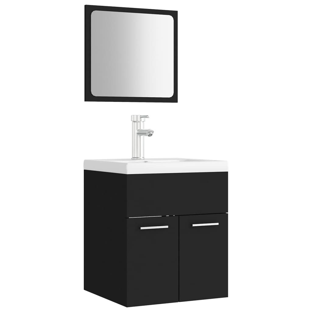 vidaXL Juego de muebles de baño madera de ingeniería negro
