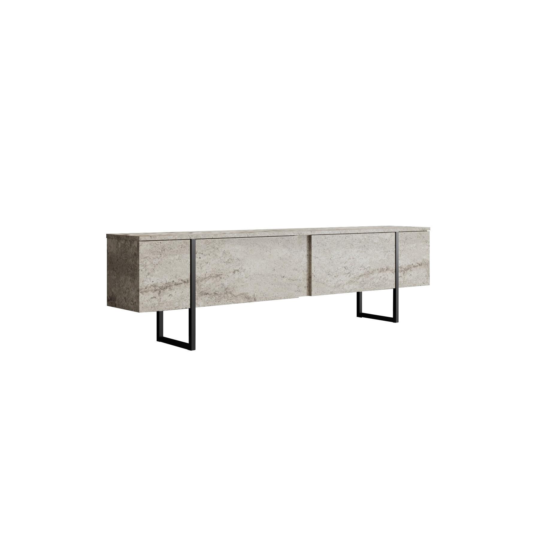 Habitat y Jardin - Soporte de TV de madera "Luxe" - 180 x 30 x 50 cm - TravertinoNegro