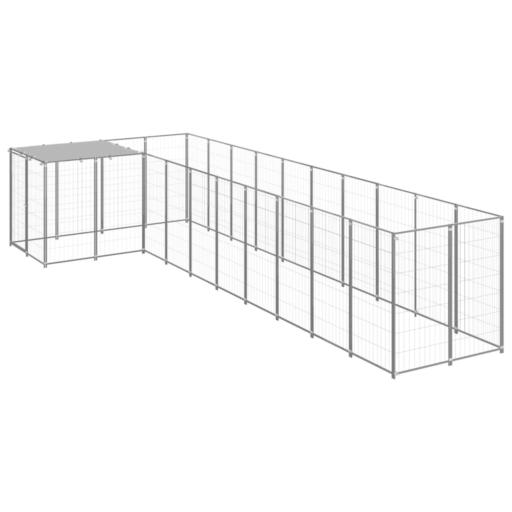 vidaXL Perrera 7,26 m² Acero Casa Jaula Perro Cachorro Recinto Mascota Color Plateado,  Negro, y mas