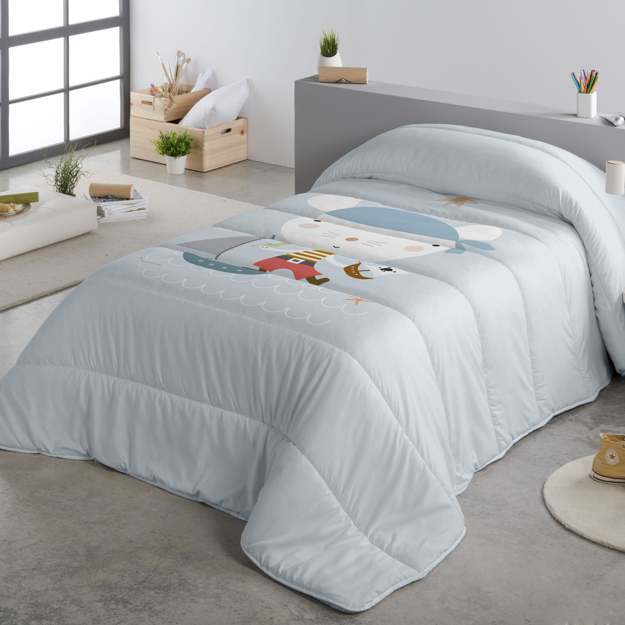 HACIENDO EL INDIO - Edredón Nórdico Infantil Estampado 100% Algodón -  Relleno 200 gr Tacto Pluma - Ideal para Invierno, Antialérgico y Transpirable - Disponible para Cama 90/105 cm - Fabricado en España