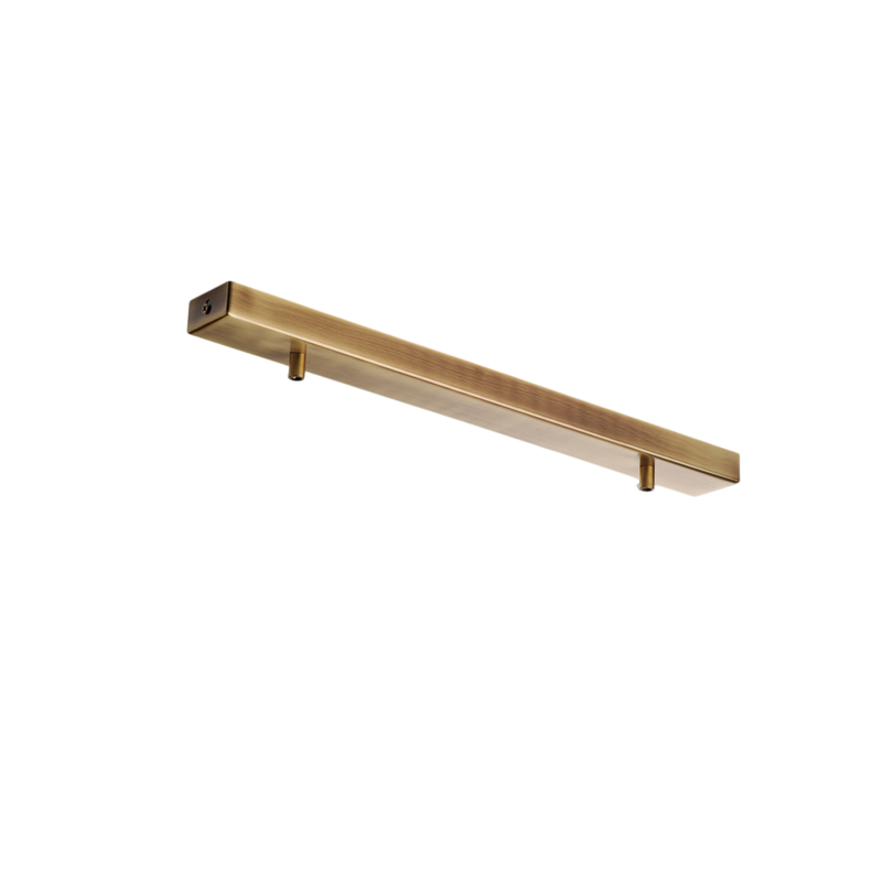 Riel de roseta multicable rectangular en hierro bronceado 2 agujeros L.50x5 BL291-BIN2-DM50-BRZ - Bonetti Illumina