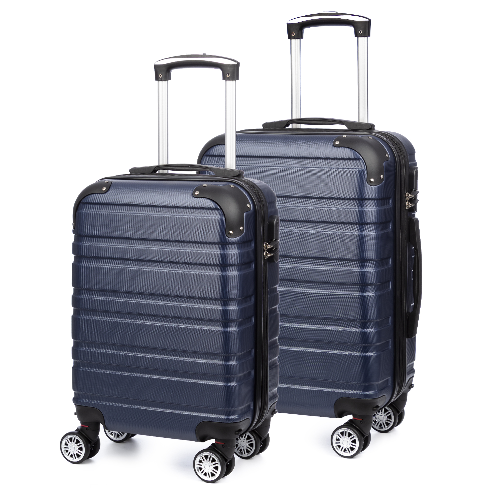 DAM. Juego de 2 maletas Trolley extensibles, en material ligero ABS de alta resistencia con esquinas reforzadas. Cerradura numérica, 4 ruedas dobles giratorias 360° y extraíbles. 38x25x56cm