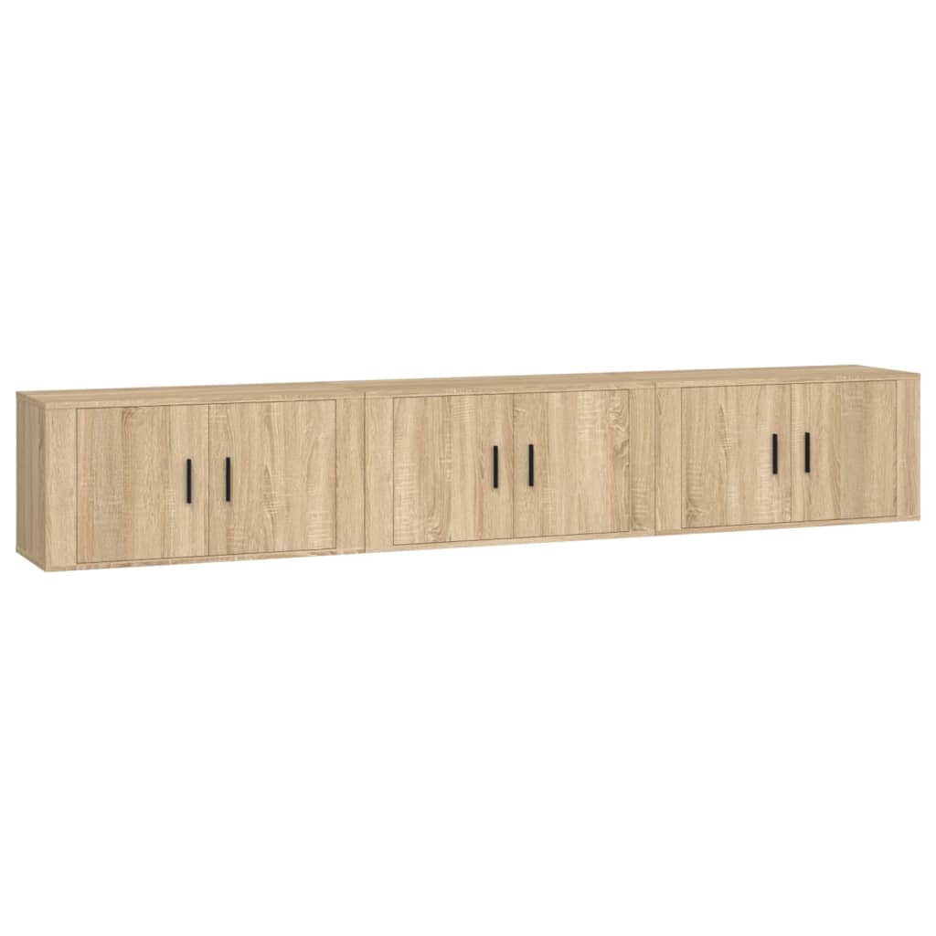 vidaXL Muebles para TV de pared 3 uds 80x34,5x40 cm, Mueble de Salon, Mueble TV, Mueble TV salon, Mesa de TV, Mueble tele