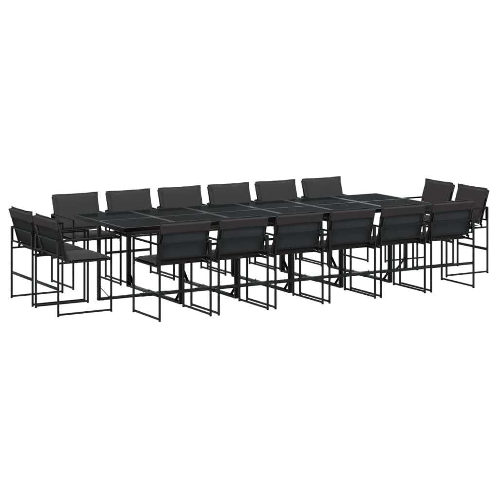 vidaXL Juego de comedor de jardín 17 pzas con cojines textileno negro