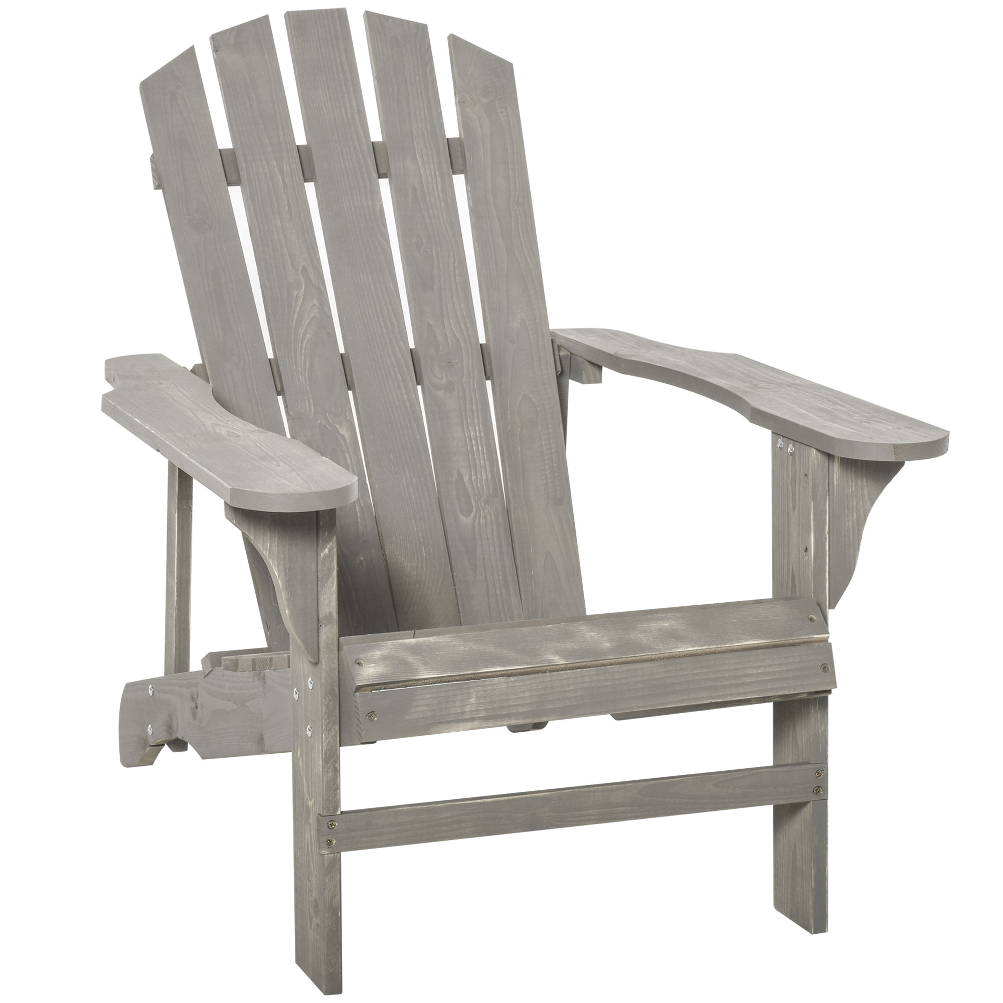 Outsunny Silla Adirondack de Madera Silla de Jardín con Asiento Extra Ancho Carga 150 kg para Patio Terraza Balcón 78x89x88 cm