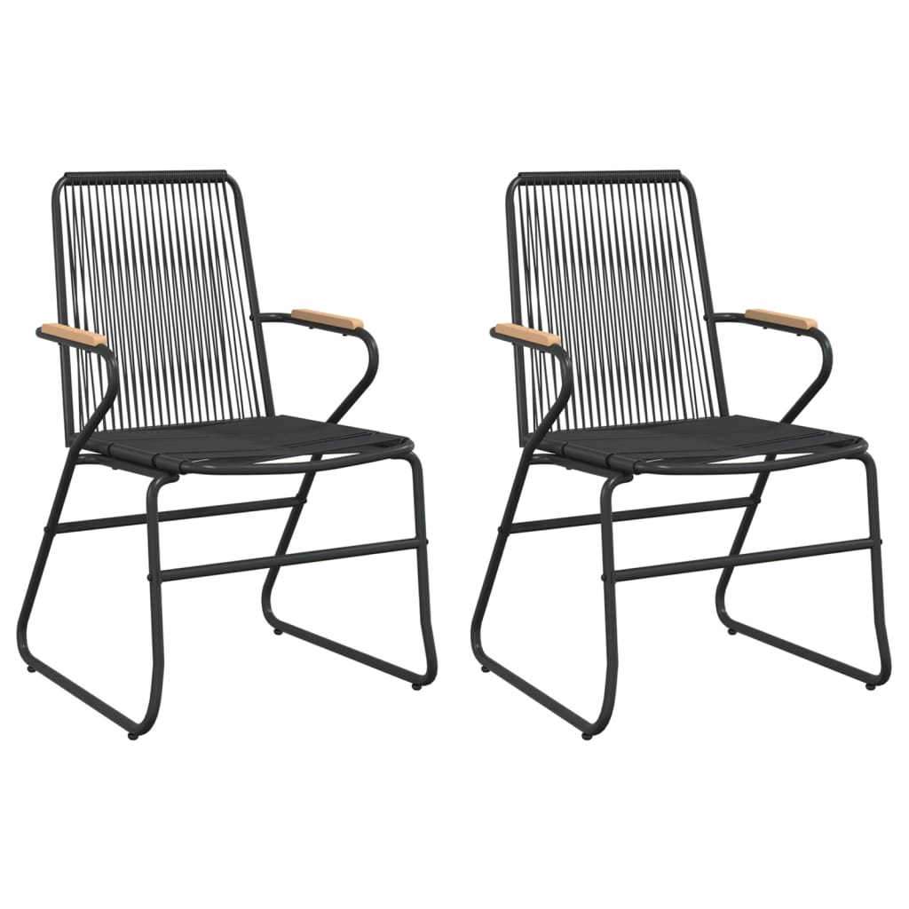 vidaXL Sillas de jardín 2 unidades ratán PVC negro 58x59x85,5 cm