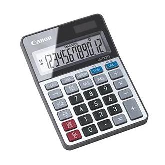 Canon - Calculadora de sobremesa LS-122 (2470C002AA) con teclas grandes, pantalla alta legibilidad y diseño profesional gris para oficina y contabilidad