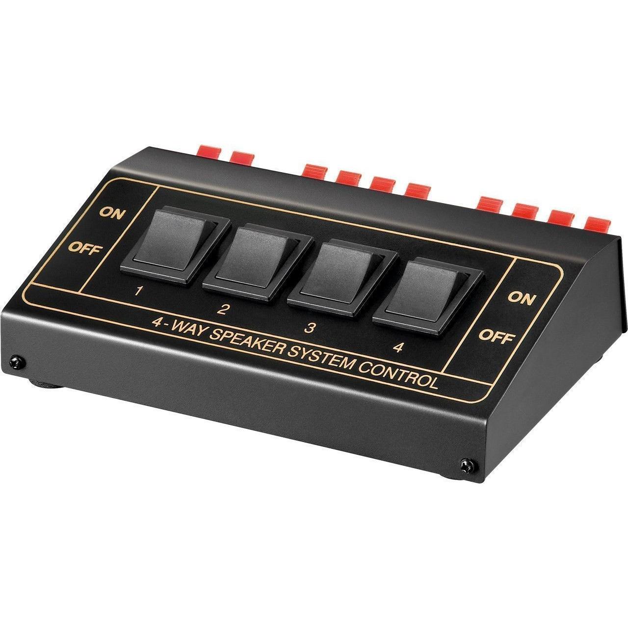 Goobay Selector de Altavoces para 4 Pares con Conector de Abrazadera Codificado por Colores