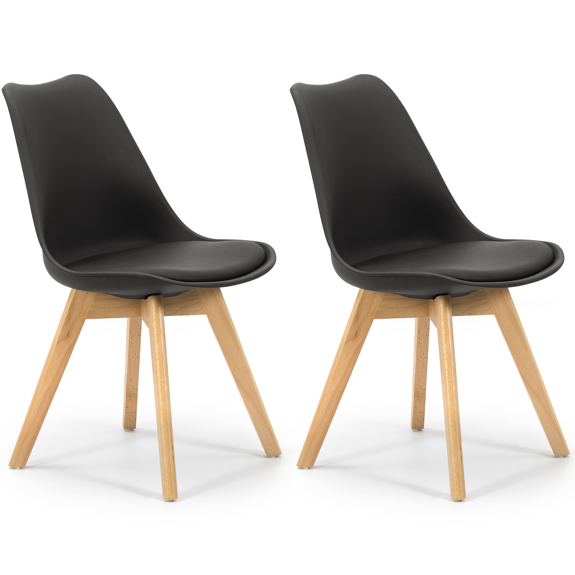 VS Venta-Stock Pack 2 Sillas Klara Negro Ergonómicas Tapizadas en Piel Sintética