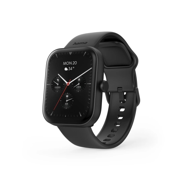 Hama 5000 reloj inteligente smartwatch - bluetooth 5.3 - bateria 300mah - pantalla tft 1.65” - ip68 - pulsera de silicona - 3.9x1.3x4.7cm - color negro