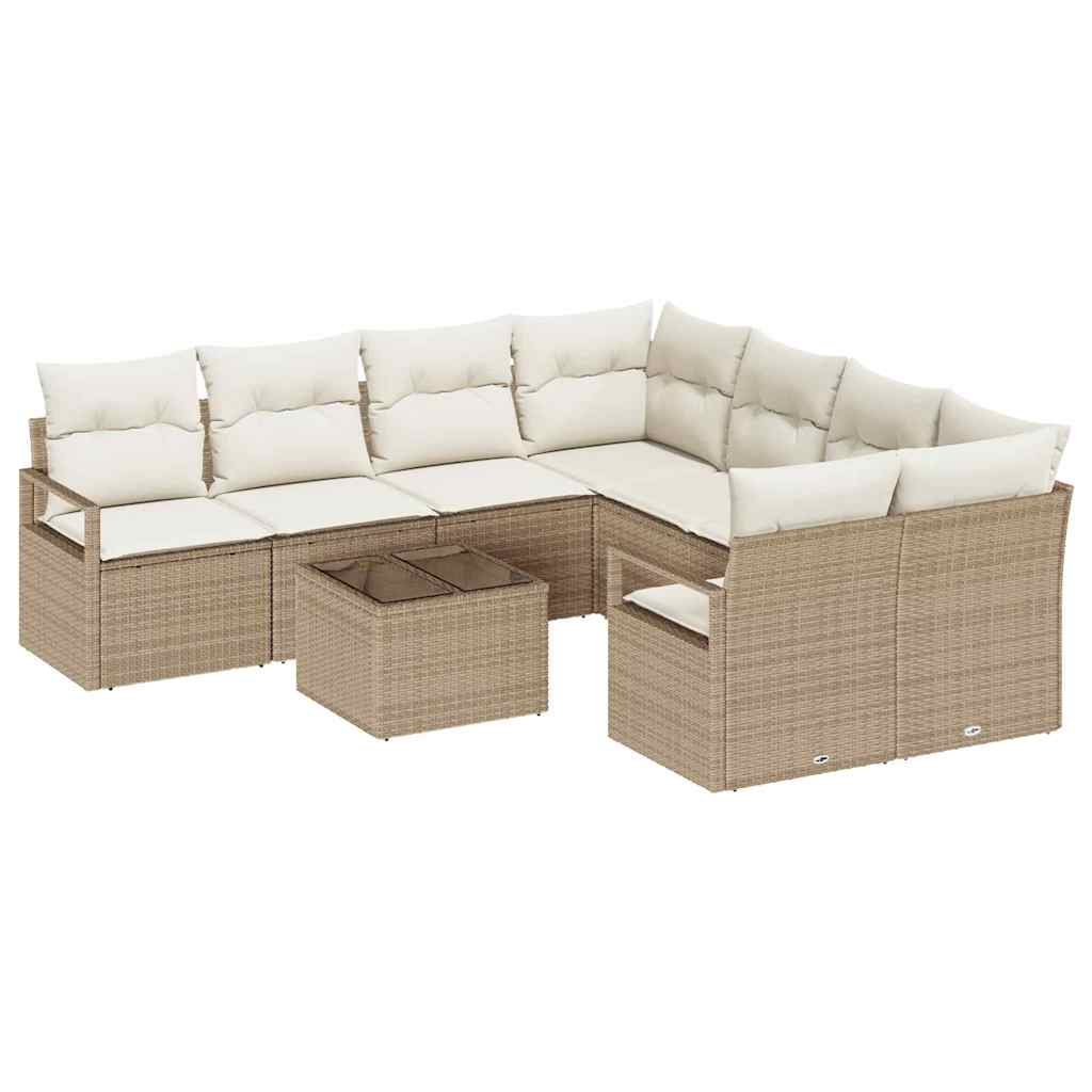 vidaXL Juego de Sofá con cojín 9 pcs Beige y Crema ratán sintético