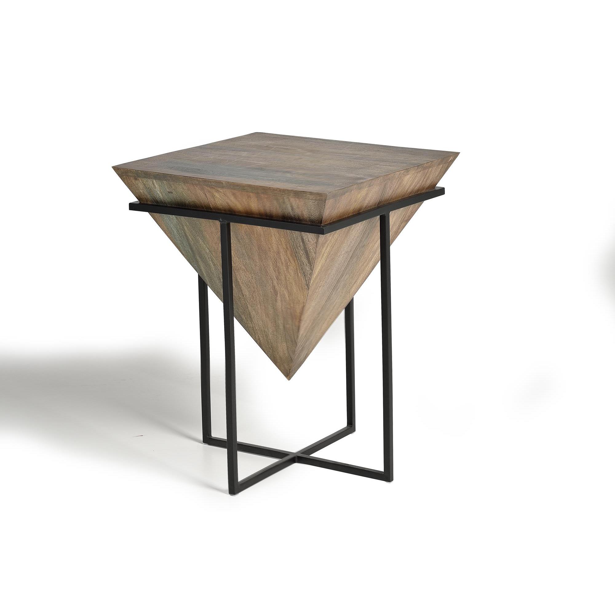 Mesa rinconera de madera de mango y metal
