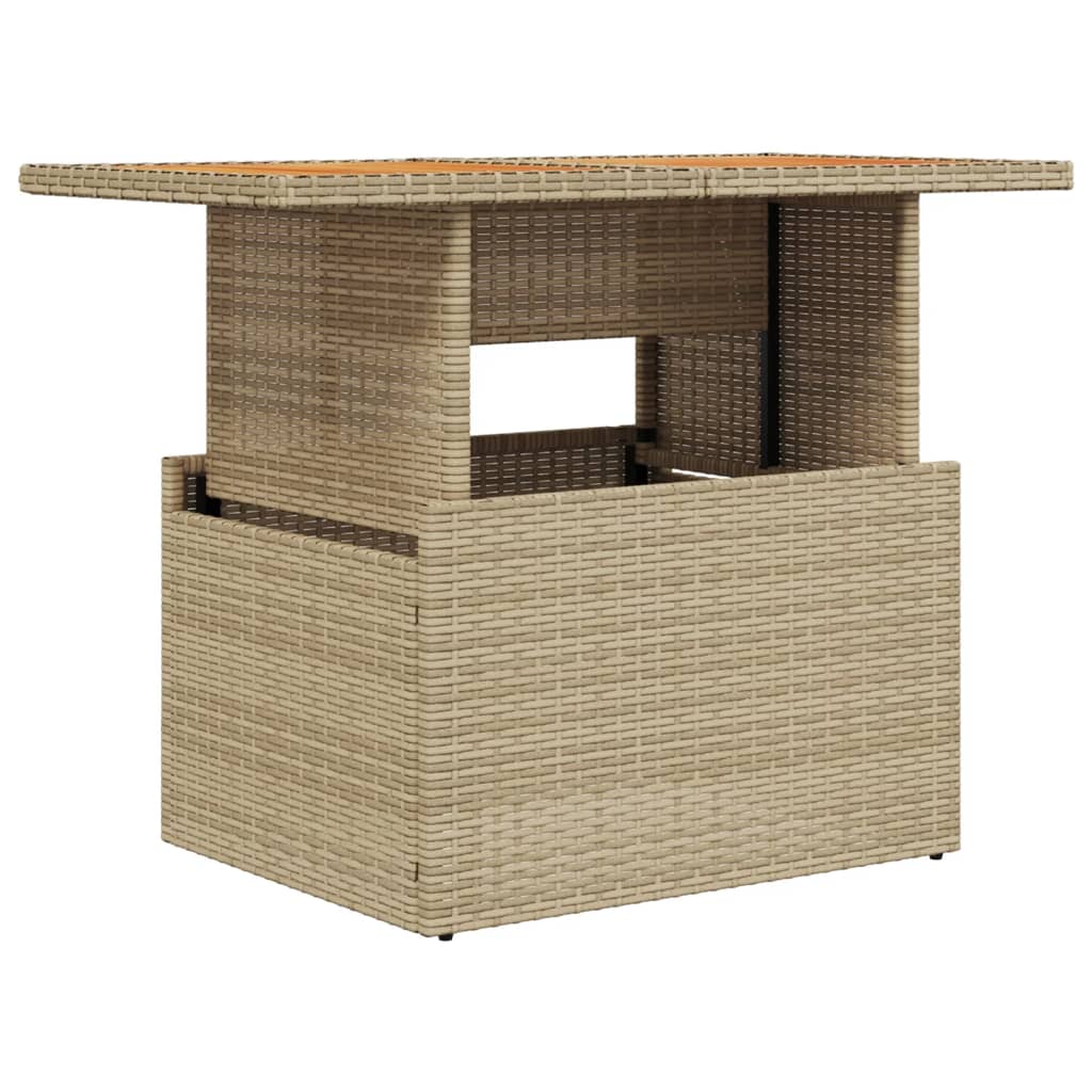 vidaXL Mesa de jardín ratán PE y madera de acacia beige 100x55x73 cm