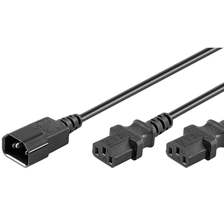 Cable de Alimentación Microconnect C13x2 - C14 1.8m | Alta Calidad