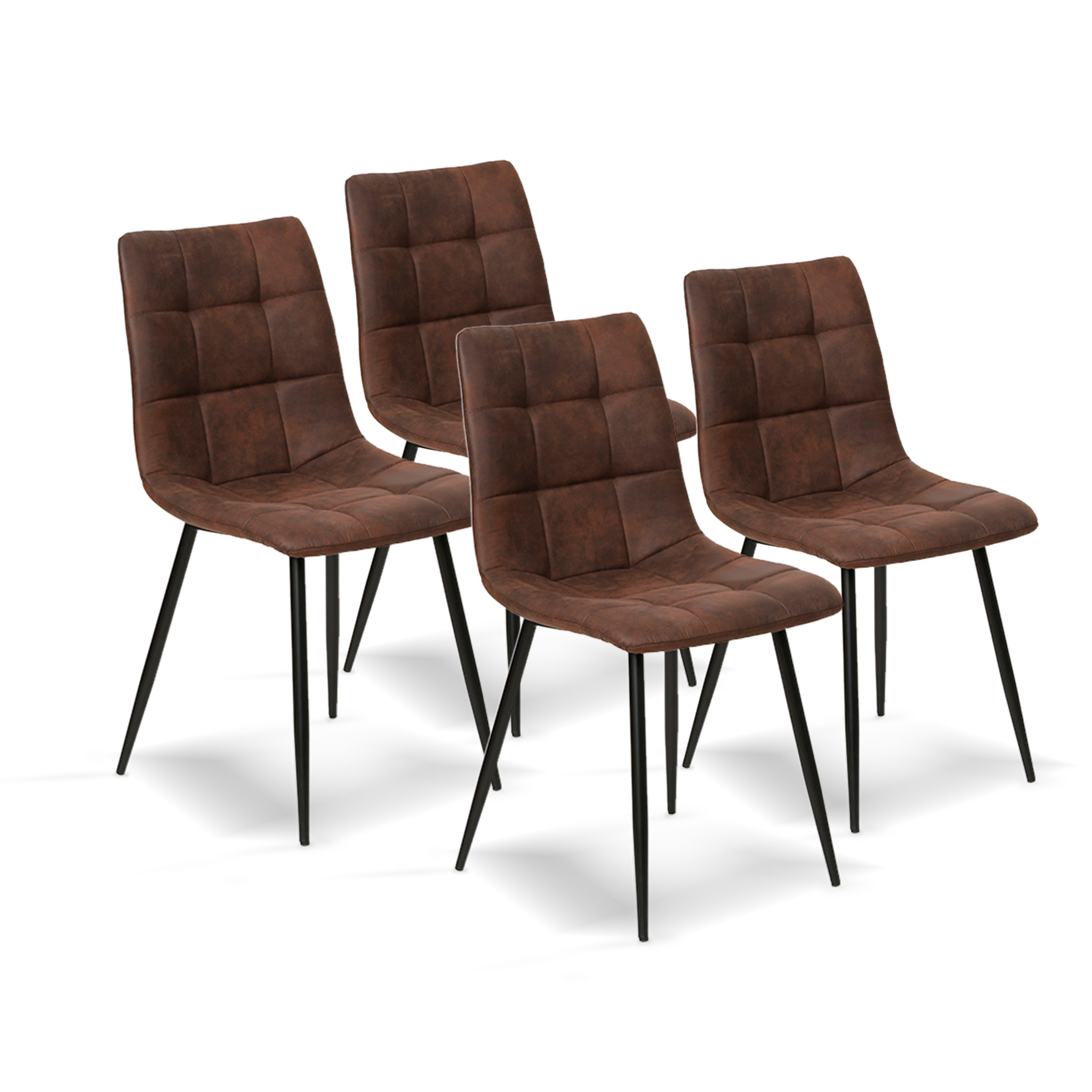 Furniture Style S.L. - Pack de 4 Sillas de Comedor Estilo Industrial Ivy con Tapizado Acolchado y Patas Metálicas