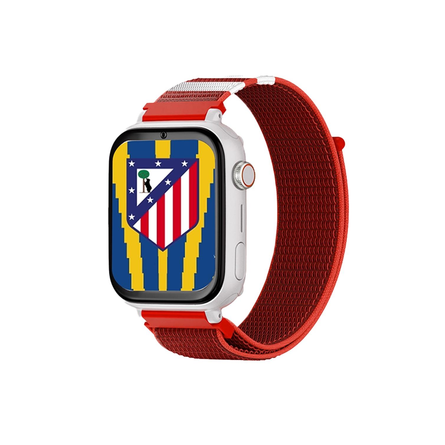 Reloj gps niño SaveFamily Relojes con GPS SaveWatch Plus Blanco Ed. Atletico de Madrid 4G Reloj Inteligente niño Llamada Vídeo Face ID UltraSlim Bluetooth App Store Correa Tela Roja Save Family relojes inteligentes smartwatch NO INCLUYE SIM