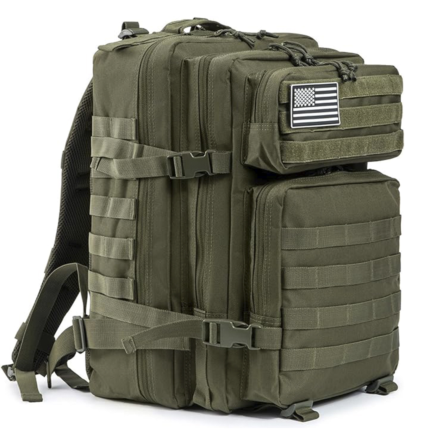 DAM Mochila táctica militar de 45 Litros con sistema Molle de gran capacidad e impermeable. Perfecta para emergencias, días de caza, senderismo y acampadas. 33x29x45 Cm.
