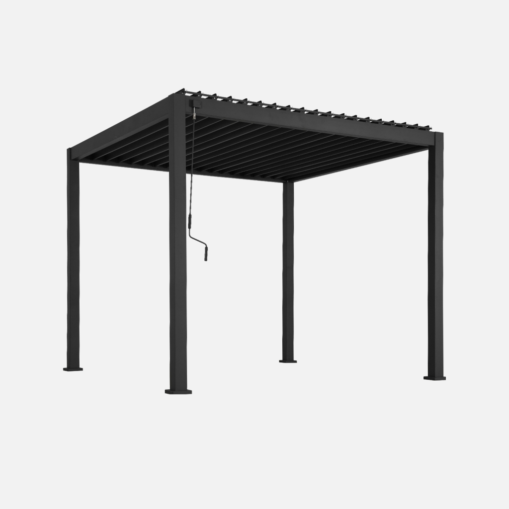 Sweeek - Pérgola bioclimática 3x3m de aluminio con lamas orientables Antracita - 301x301x250 cm
