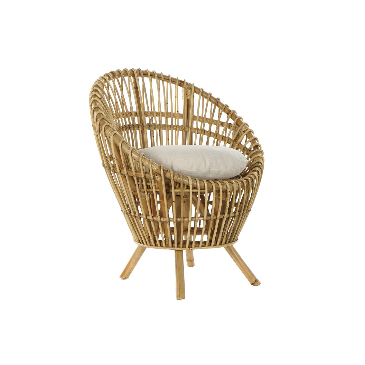 SILLON RATAN ALGODON 76X65X85 CON COJIN NATURAL FIJALO MB175009
